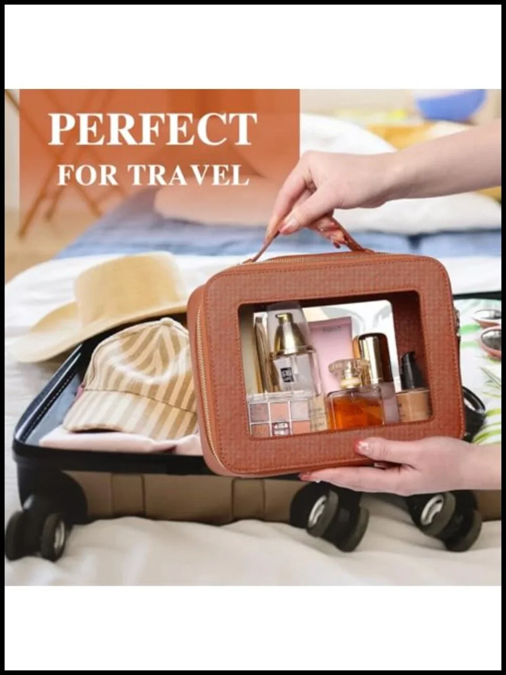 Clear Makeup Bag with Mahjong Tiles Print, Waterproof PU, Travel Cosmetic Case